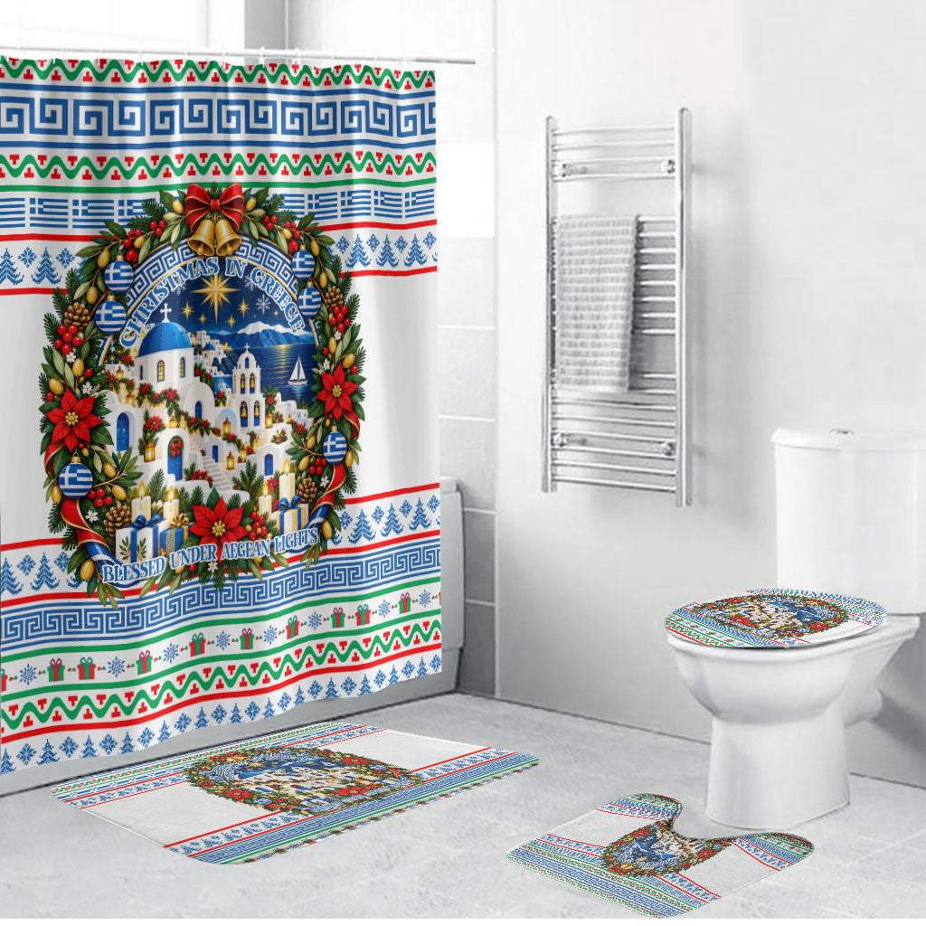 Christmas In Greece Bathroom Set Lights Of The Aegean Sea Greek Cross