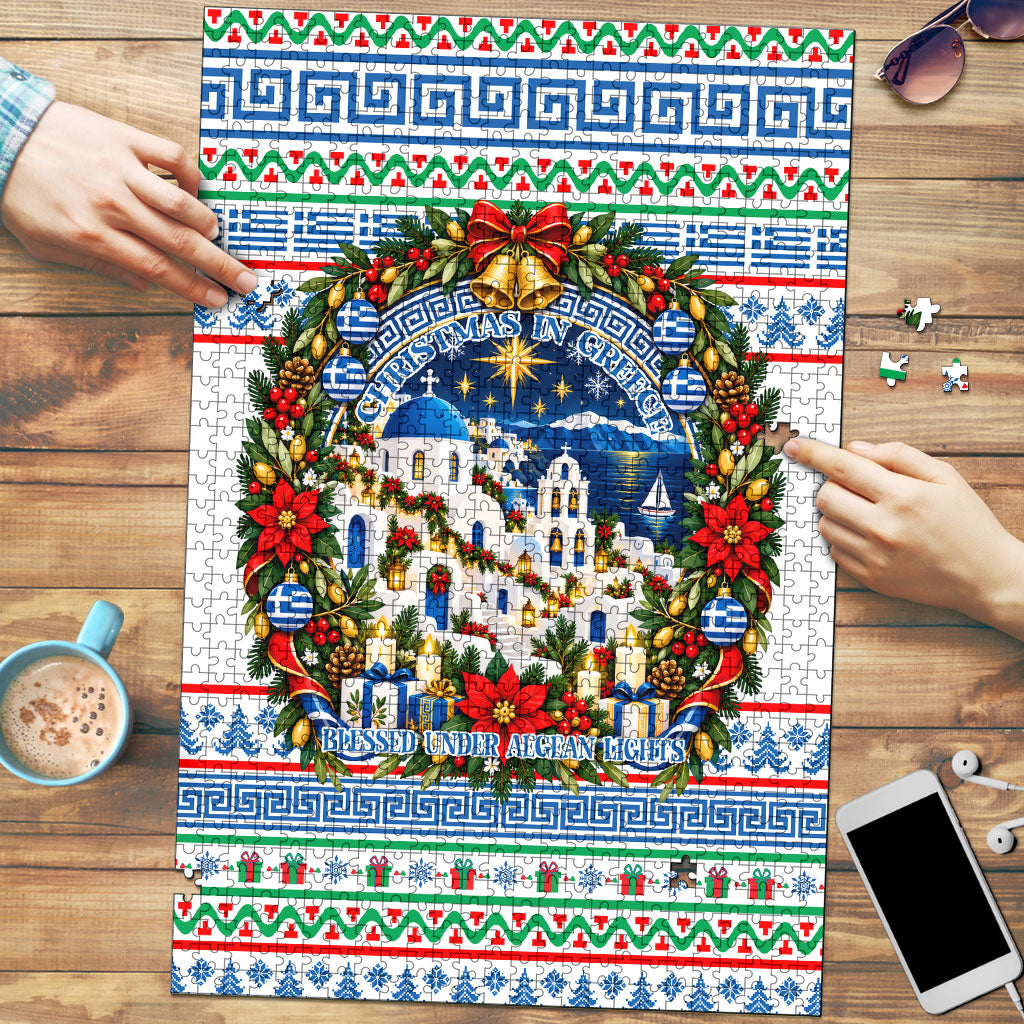 Christmas In Greece Puzzle Lights Of The Aegean Sea Greek Cross