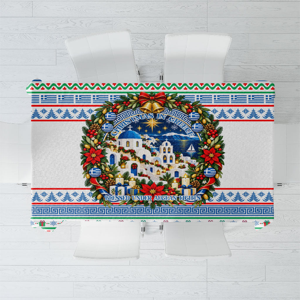 Christmas In Greece Tablecloth Lights Of The Aegean Sea Greek Cross