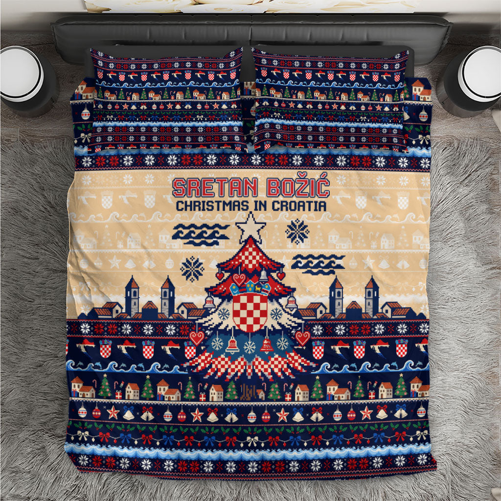Sretan Bozic Christmas In Croatia Bedding Set Croatia Map Coat Of Arms