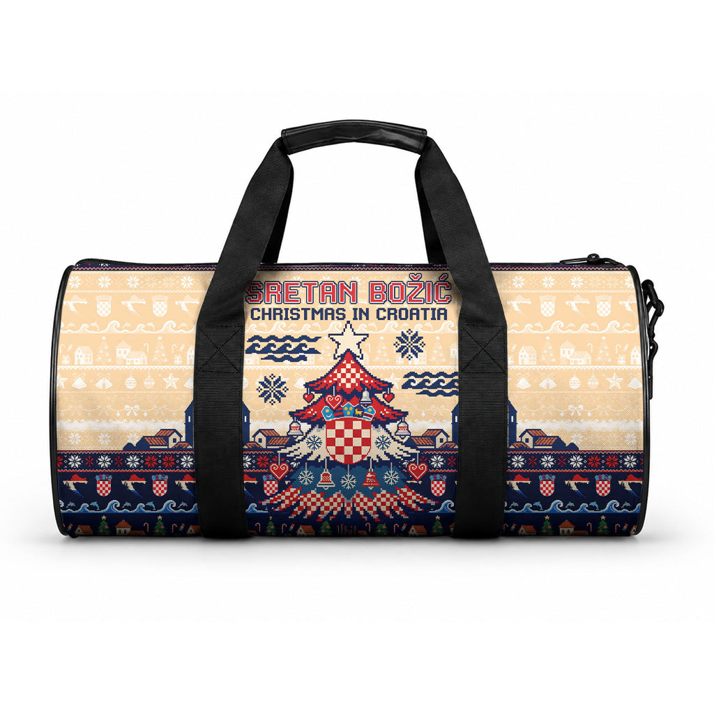 Sretan Bozic Christmas In Croatia Duffle Bag Croatia Map Coat Of Arms