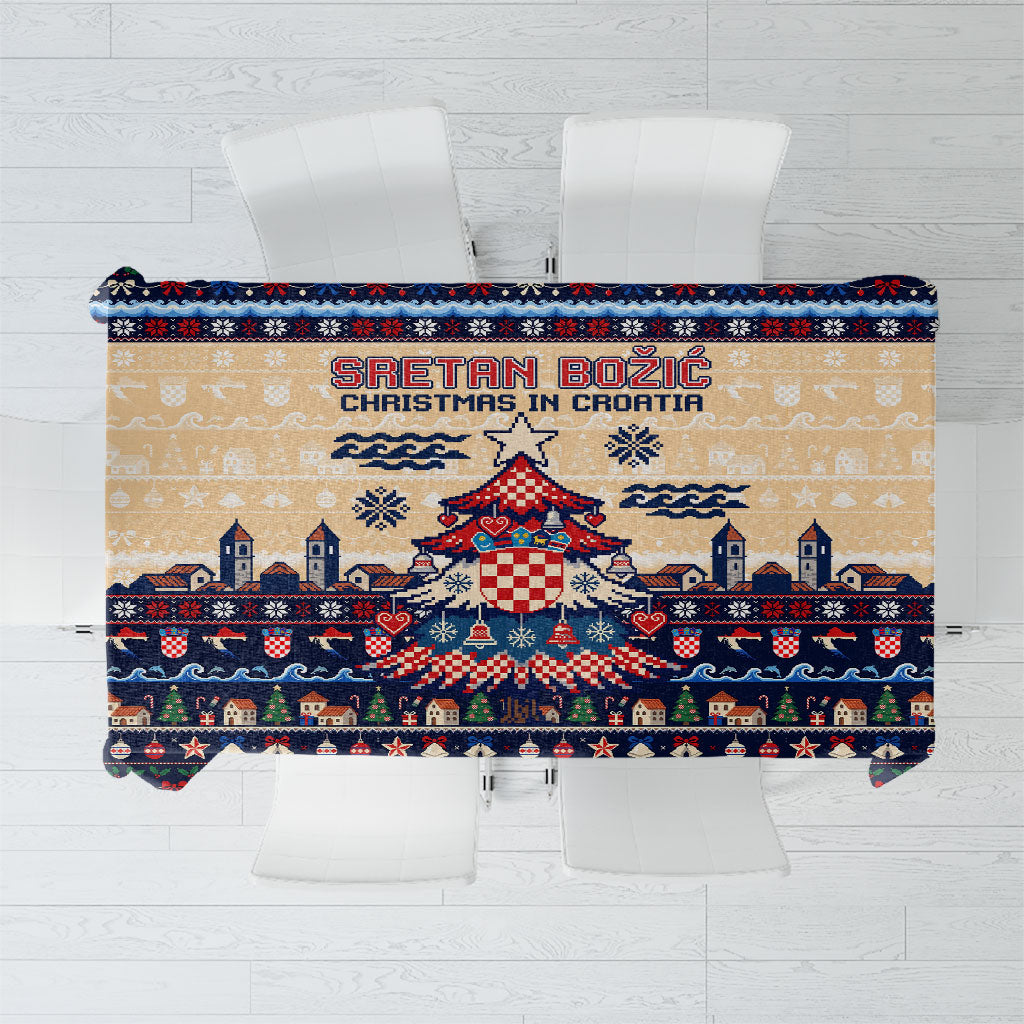 Sretan Bozic Christmas In Croatia Tablecloth Croatia Map Coat Of Arms