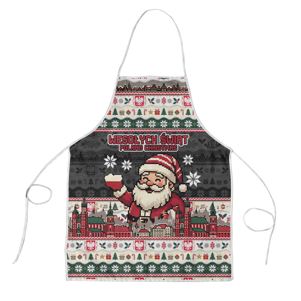 Wesolych Swiat Poland Christmas Apron Polish Eagle Crest Santa Claus