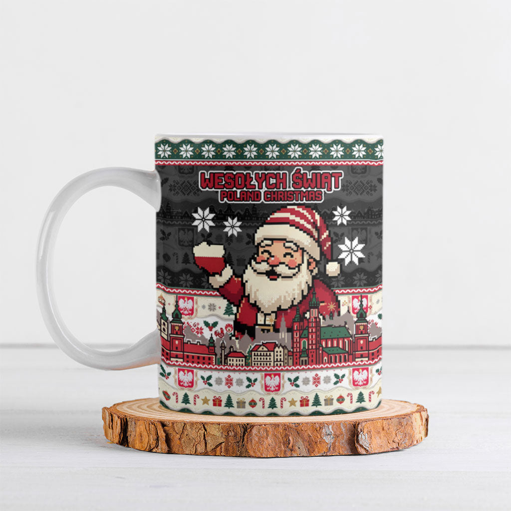 Wesolych Swiat Poland Christmas Ceramic Mug Polish Eagle Crest Santa Claus