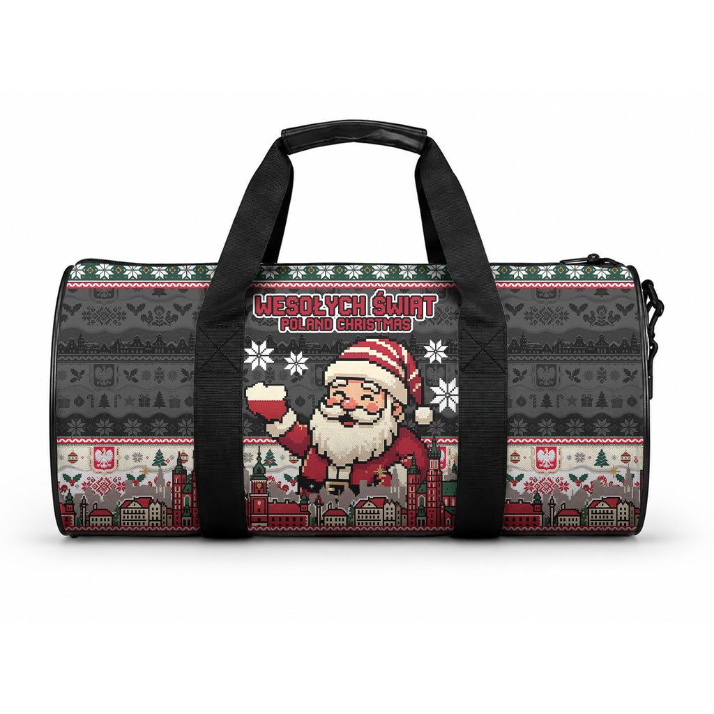 Wesolych Swiat Poland Christmas Duffle Bag Polish Eagle Crest Santa Claus