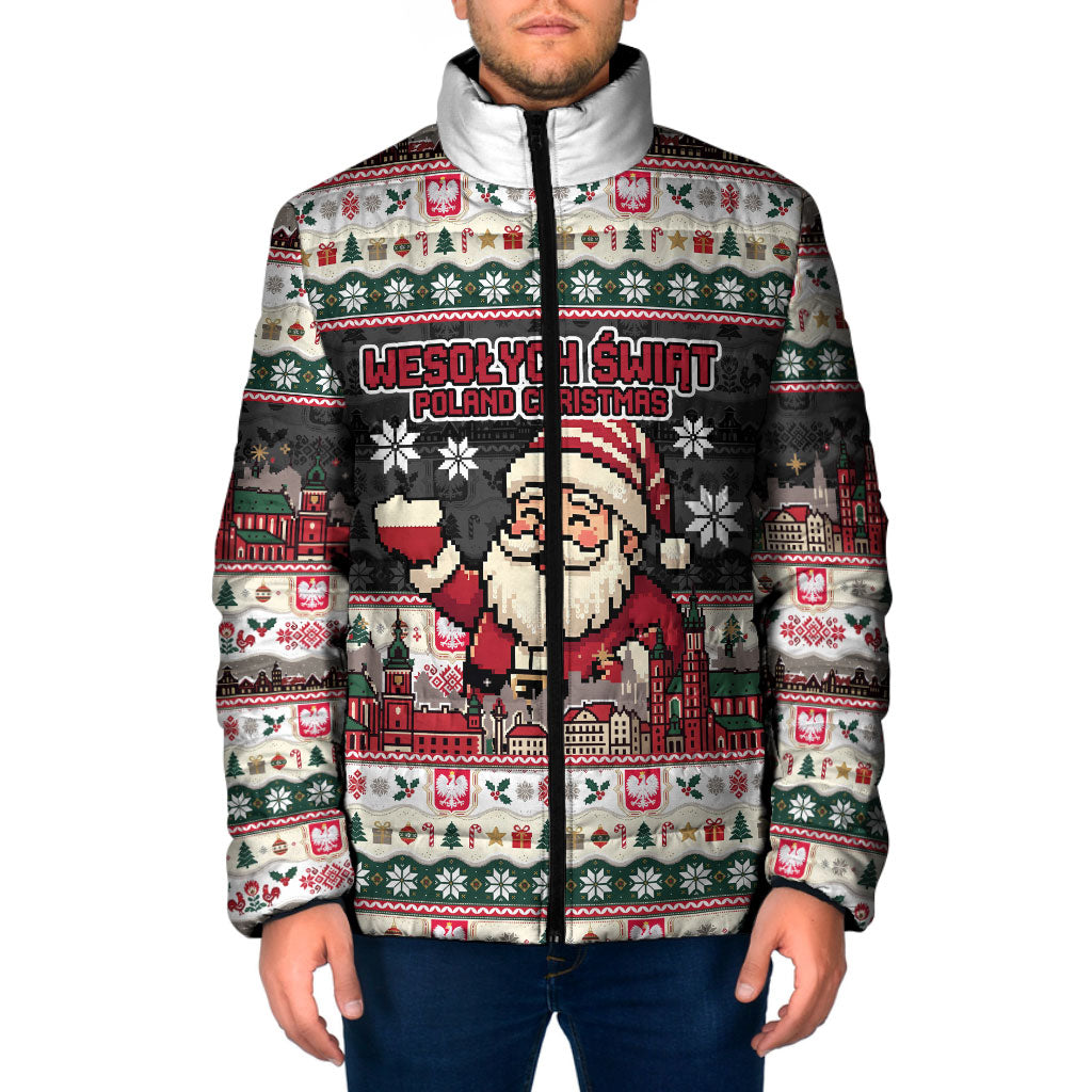 Wesolych Swiat Poland Christmas Padded Jacket Polish Eagle Crest Santa Claus
