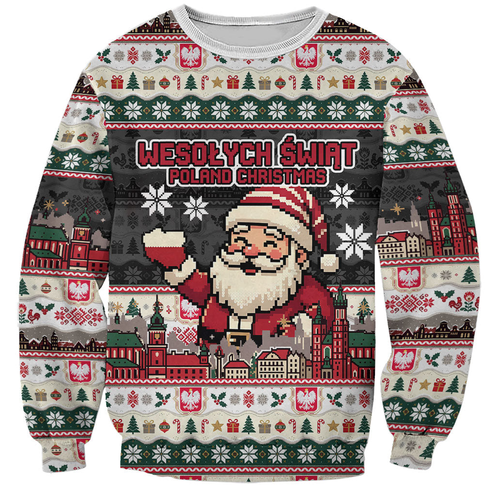 Wesolych Swiat Poland Christmas Sweatshirt Polish Eagle Crest Santa Claus