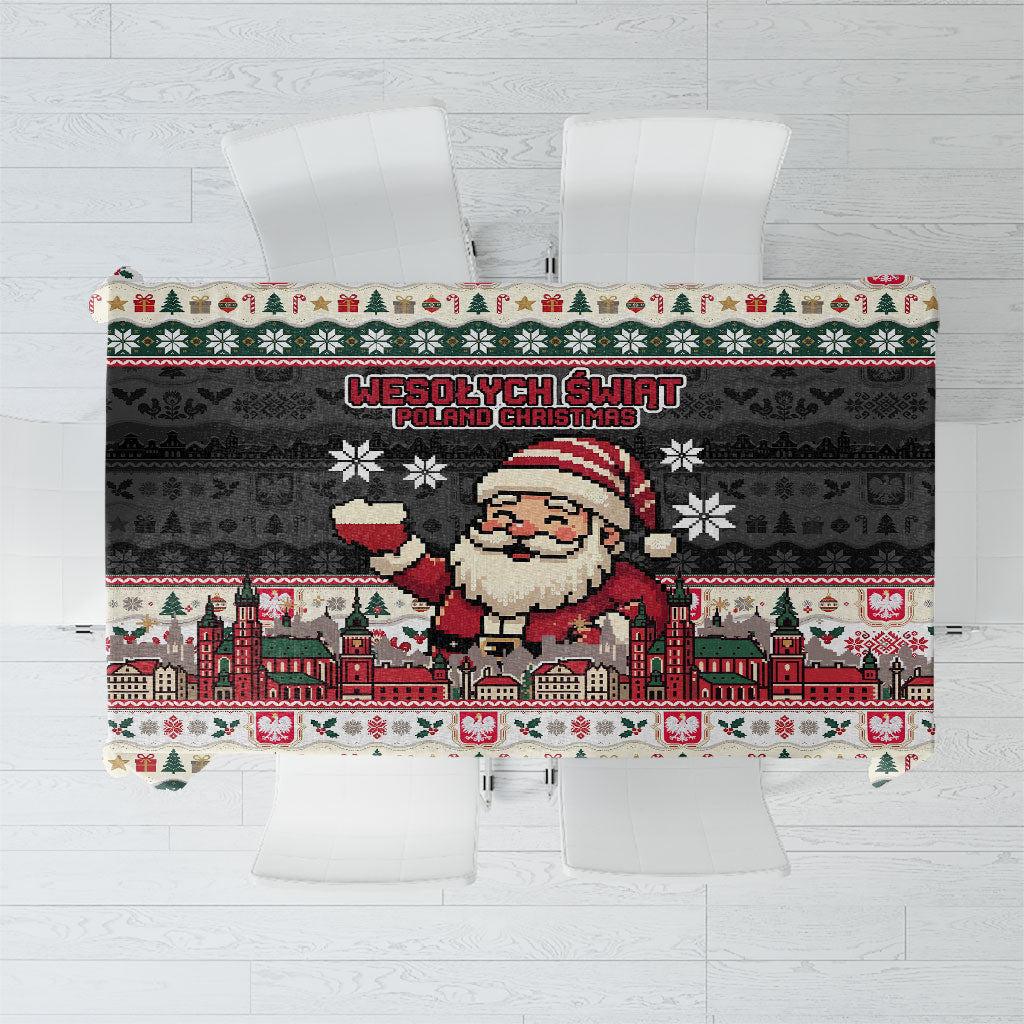 Wesolych Swiat Poland Christmas Tablecloth Polish Eagle Crest Santa Claus