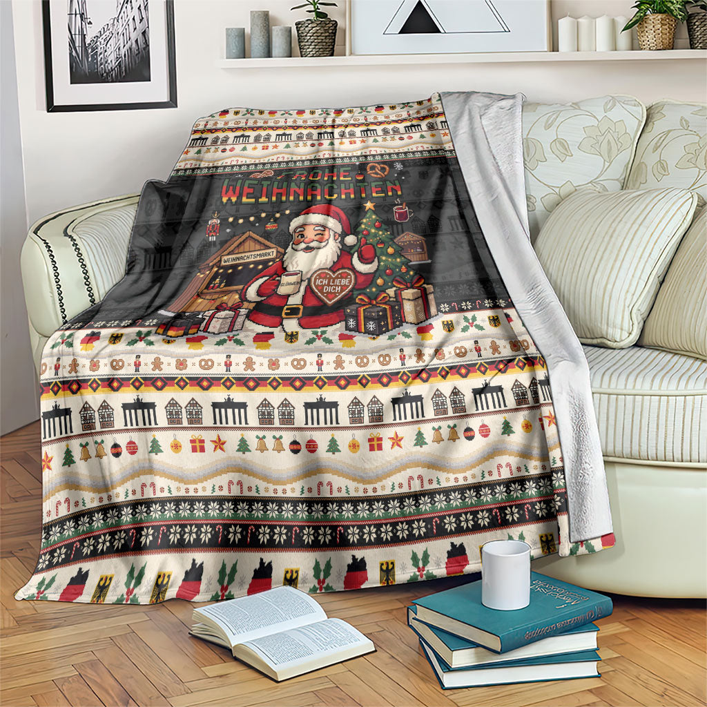 Germany Christmas Frohe Weihnachten Blanket Vintage German Flag Eagle Brandenburg Gate