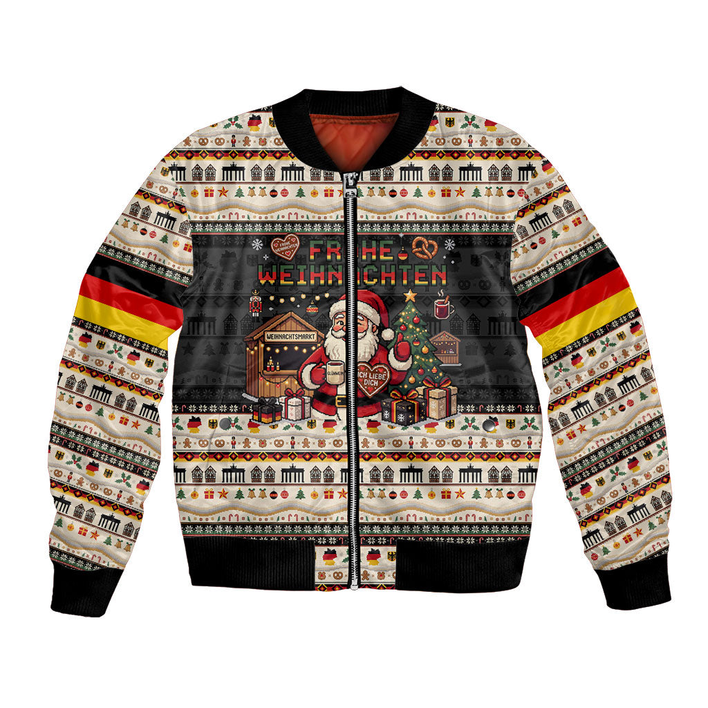 Germany Christmas Frohe Weihnachten Bomber Jacket Vintage German Flag Eagle Brandenburg Gate
