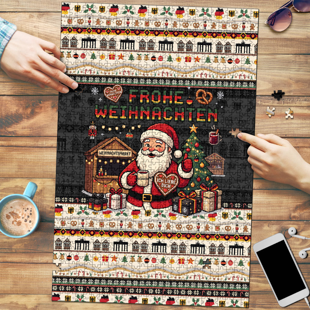 Germany Christmas Frohe Weihnachten Puzzle Vintage German Flag Eagle Brandenburg Gate