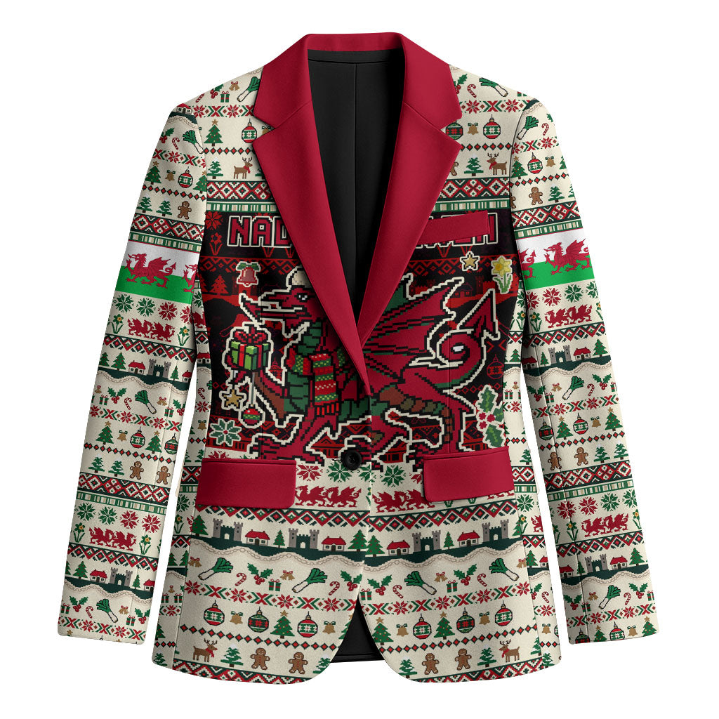 Wales Christmas Nadolig Llawen Blazer Welsh Dragon Flag Cymru Ugly Vintage