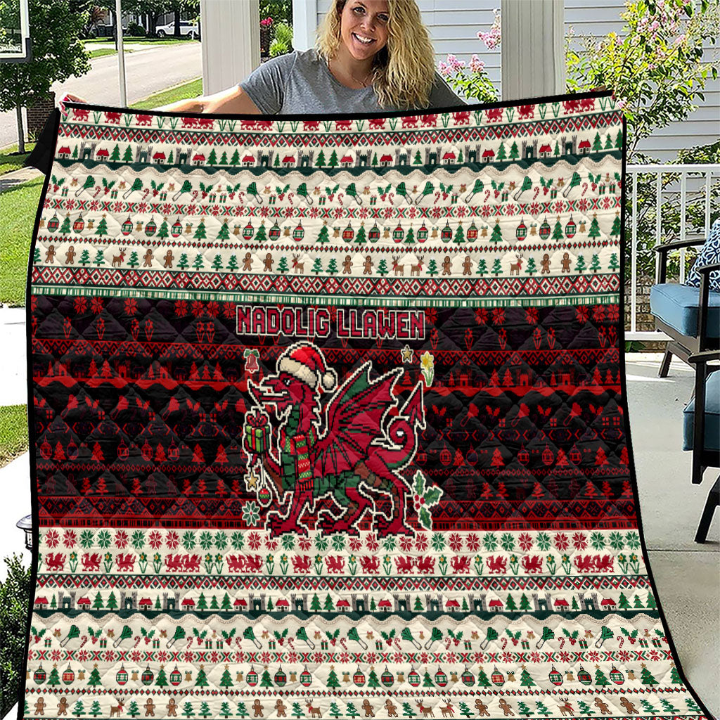 Wales Christmas Nadolig Llawen Quilt Welsh Dragon Flag Cymru Ugly Vintage