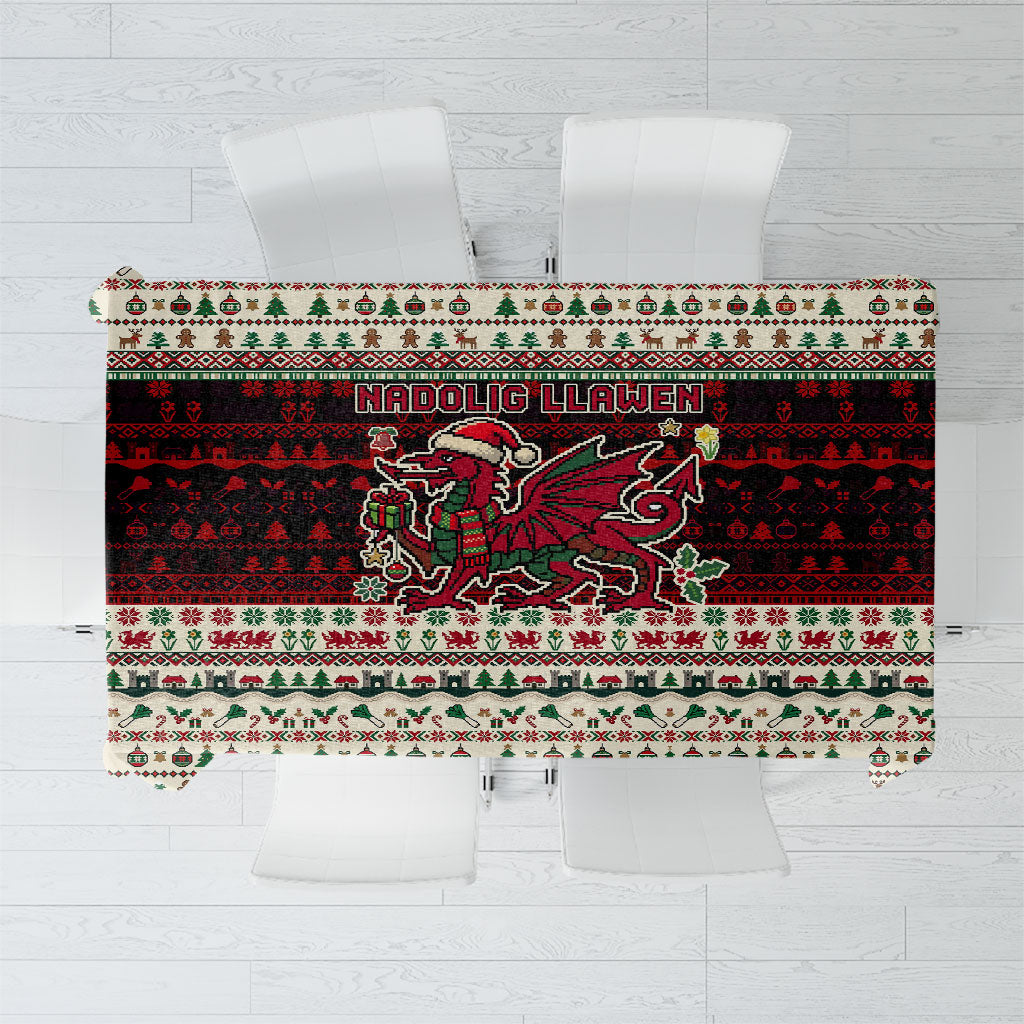 Wales Christmas Nadolig Llawen Tablecloth Welsh Dragon Flag Cymru Ugly Vintage