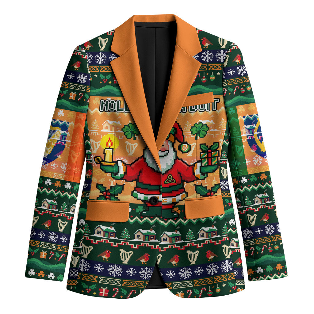 Ireland Christmas Nollaig Shona Duit Blazer Irish Flag Shamrock Cottage