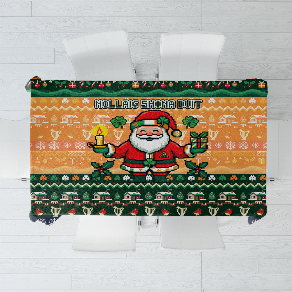 Ireland Christmas Nollaig Shona Duit Tablecloth Irish Flag Shamrock Cottage