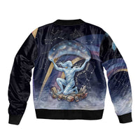 Shu Celestial Constellations Bomber Jacket Rainbow Ancient Egyptian Sky Deity Theme