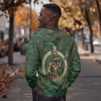 Sobek Crocodile Warrior Sweatshirt with Ankh Ancient Egyptian Motif in Emerald