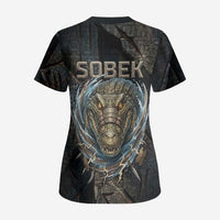 Sobek Egypt Scrub Top with Crocodile Head Water Symbolism Ancient Guardian