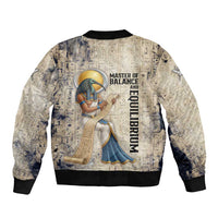 Thoth Bomber Jacket Ibis Head and Ancient Scroll Egyptian Wisdom