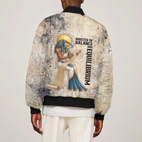 Thoth Bomber Jacket Ibis Head and Ancient Scroll Egyptian Wisdom