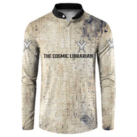 Thoth Button Sweatshirt Ibis Head and Ancient Scroll Egyptian Wisdom