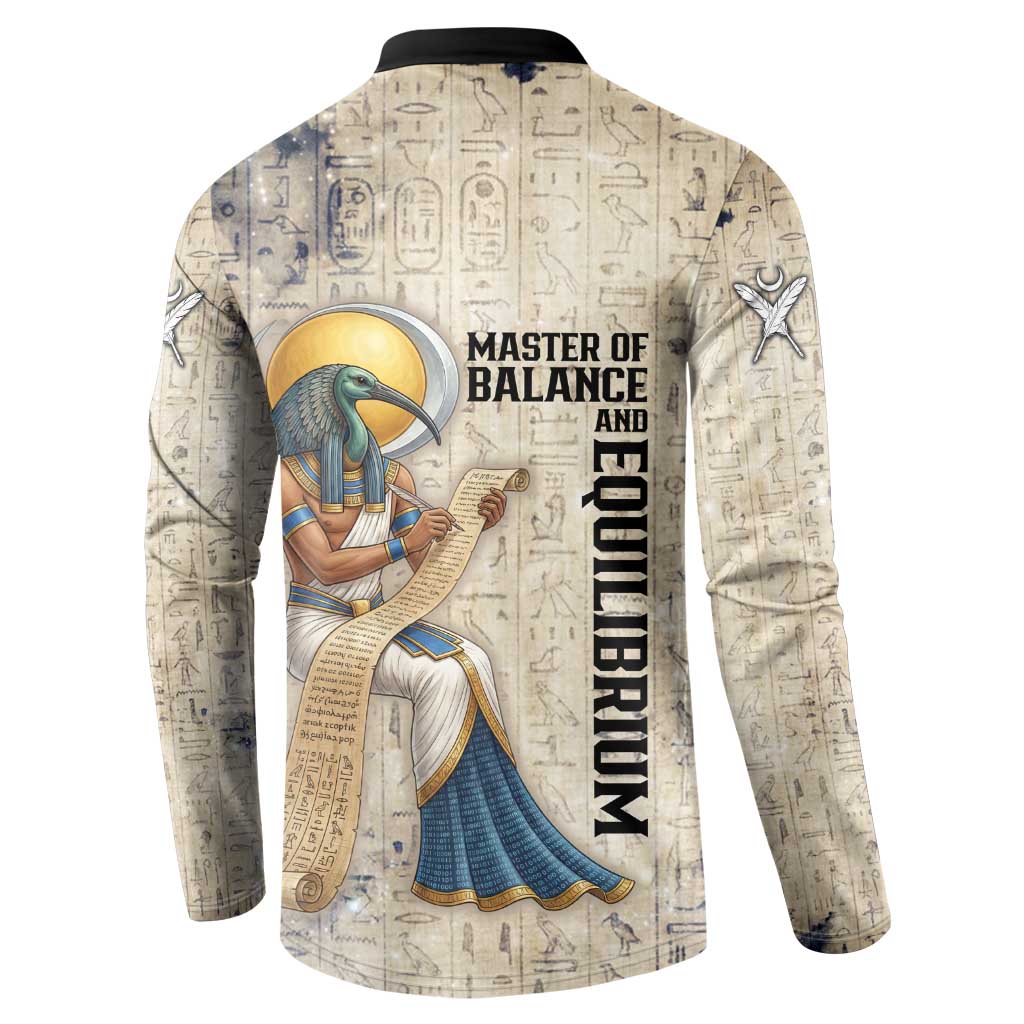 Thoth Button Sweatshirt Ibis Head and Ancient Scroll Egyptian Wisdom