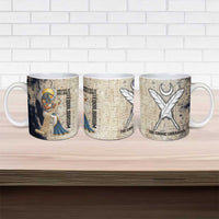 Thoth Ceramic Mug Ibis Head and Ancient Scroll Egyptian Wisdom