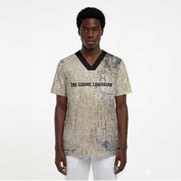 Thoth Scrub Top Ibis Head and Ancient Scroll Egyptian Wisdom