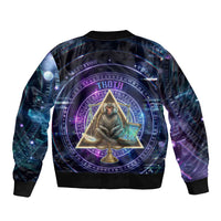 Thoth Ancient Egyptian Cosmic Bomber Jacket with Sacred Eye and Baboon Symbol Theme