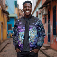 Thoth Ancient Egyptian Cosmic Bomber Jacket with Sacred Eye and Baboon Symbol Theme