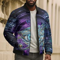 Thoth Ancient Egyptian Cosmic Bomber Puffer Jacket with Sacred Eye and Baboon Symbol Theme