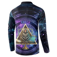 Thoth Ancient Egyptian Cosmic Button Sweatshirt with Sacred Eye and Baboon Symbol Theme