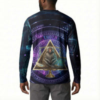 Thoth Ancient Egyptian Cosmic Button Sweatshirt with Sacred Eye and Baboon Symbol Theme