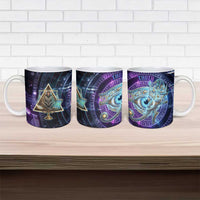 Thoth Ancient Egyptian Cosmic Ceramic Mug with Sacred Eye and Baboon Symbol Theme