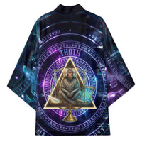 Thoth Ancient Egyptian Cosmic Kimono with Sacred Eye and Baboon Symbol Theme