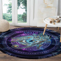 Thoth Ancient Egyptian Cosmic Round Carpet with Sacred Eye and Baboon Symbol Theme