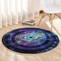 Thoth Ancient Egyptian Cosmic Round Carpet with Sacred Eye and Baboon Symbol Theme