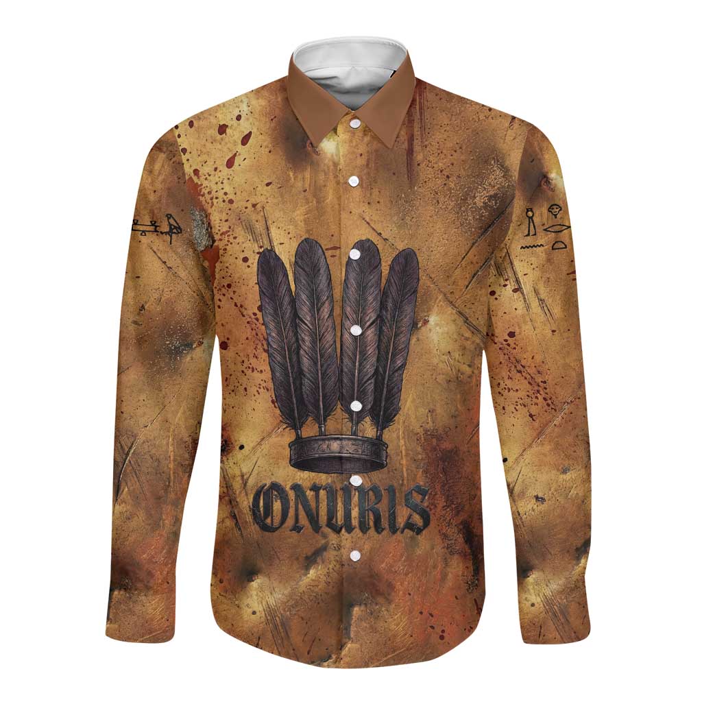 Onuris Long Sleeve Button Shirt Egyptian War God Slayer of Enemies Spear Lion Ancient Battle
