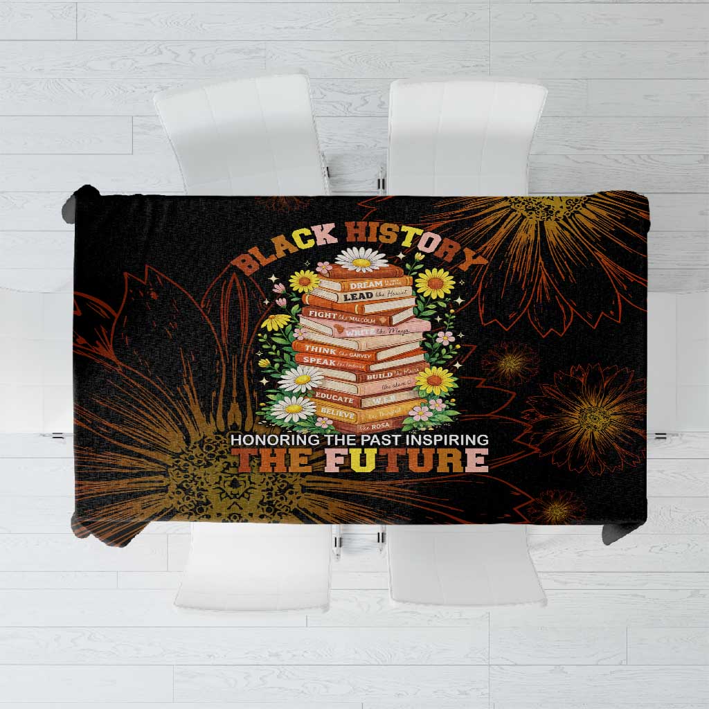 Black History Month Black African American Teachers Tablecloth Afrocentric Floral Art with Motivational Typography