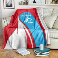 Luxembourg flag blanket with lion crest, red white and blue design on soft throw