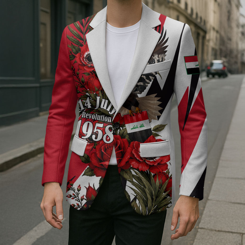 Iraq Revolution Soaring Eagle Blazer Iraqi Flag Red Roses Floral Design