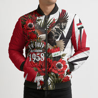 Iraq Revolution Soaring Eagle Bomber Puffer Jacket Iraqi Flag Red Roses Floral Design
