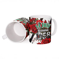 Iraq Revolution Soaring Eagle Ceramic Mug Iraqi Flag Red Roses Floral Design