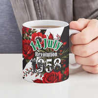 Iraq Revolution Soaring Eagle Ceramic Mug Iraqi Flag Red Roses Floral Design