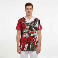 Iraq Revolution Soaring Eagle Scrub Top Iraqi Flag Red Roses Floral Design