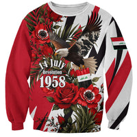 Iraq Revolution Soaring Eagle Sweatshirt Iraqi Flag Red Roses Floral Design