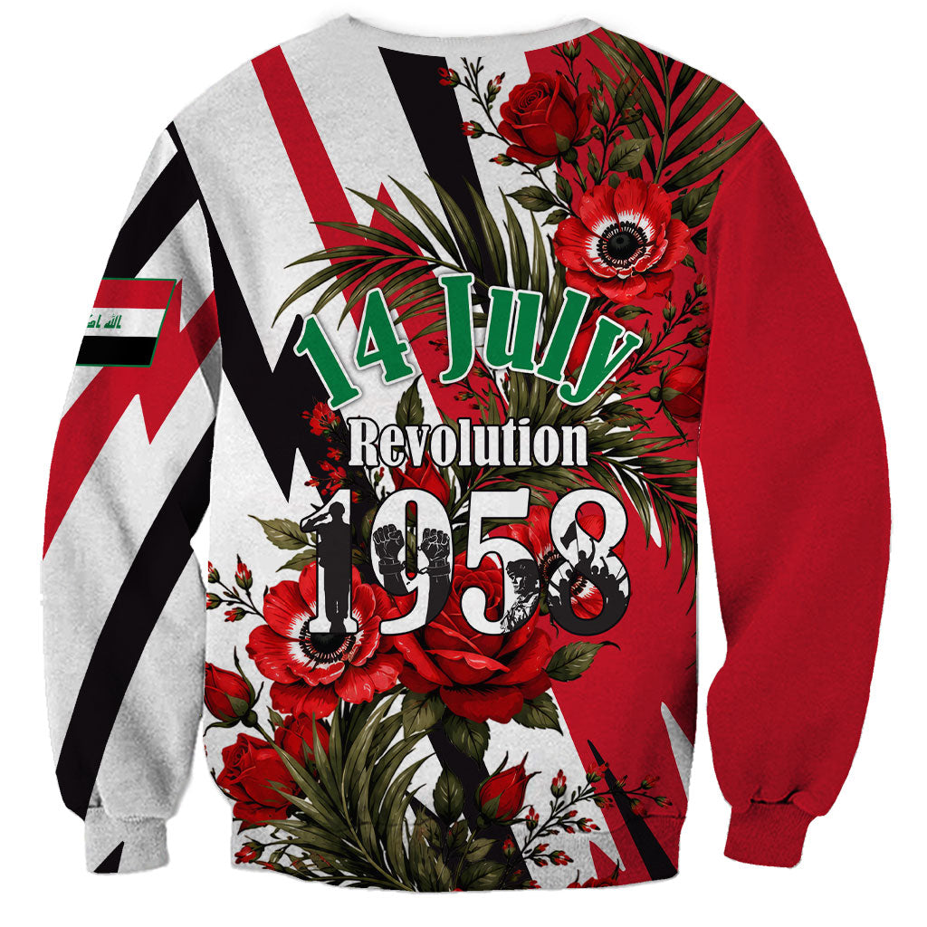 Iraq Revolution Soaring Eagle Sweatshirt Iraqi Flag Red Roses Floral Design