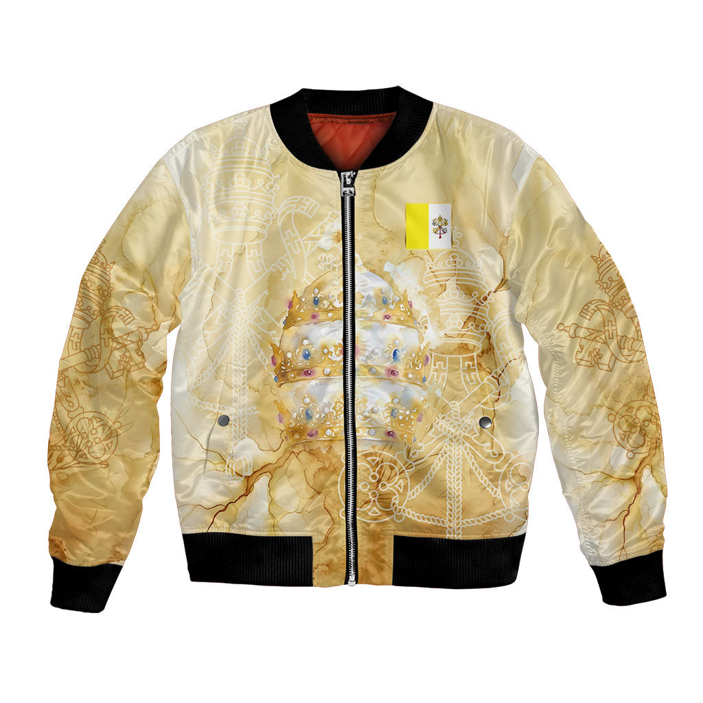 Vatican City St Peters Basilica Bomber Jacket Papal Tiara - Tu Es Petrus Catholic Watercolor