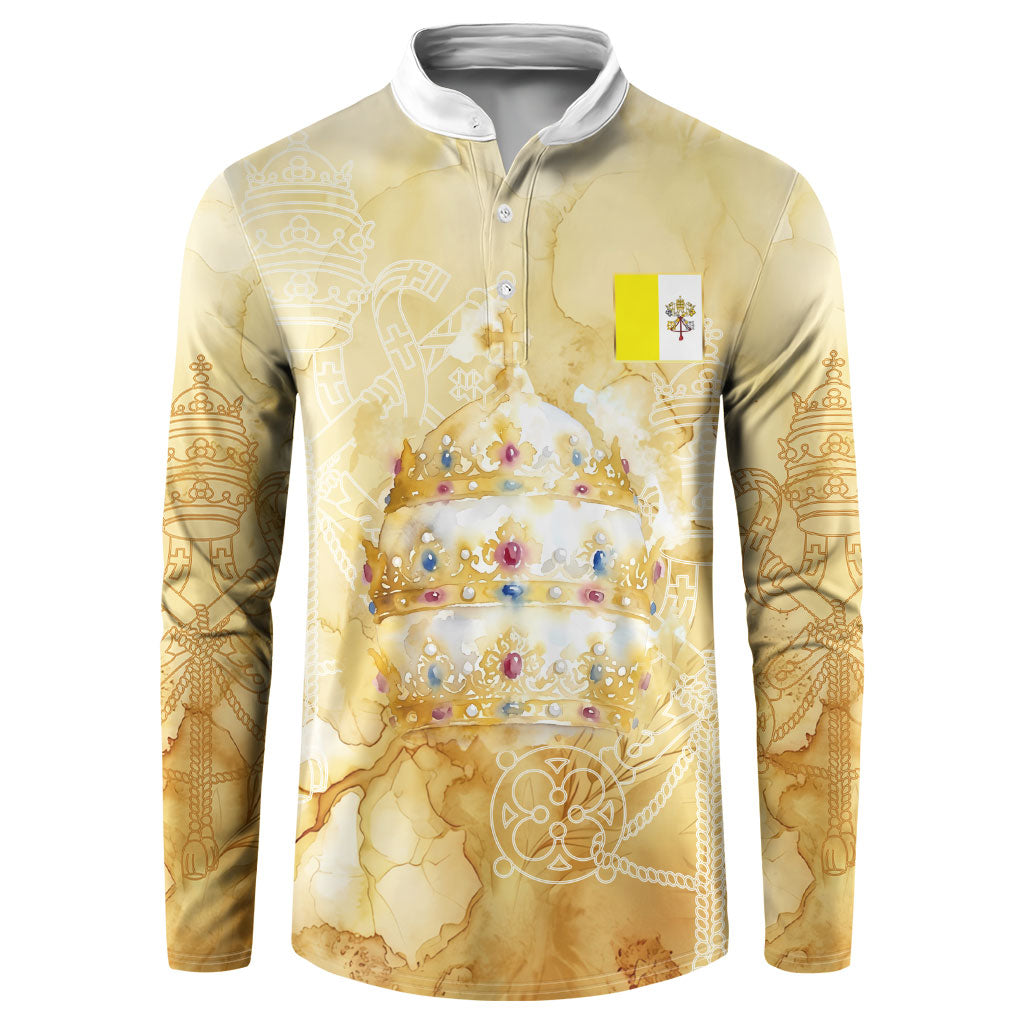 Vatican City St Peters Basilica Button Sweatshirt Papal Tiara - Tu Es Petrus Catholic Watercolor
